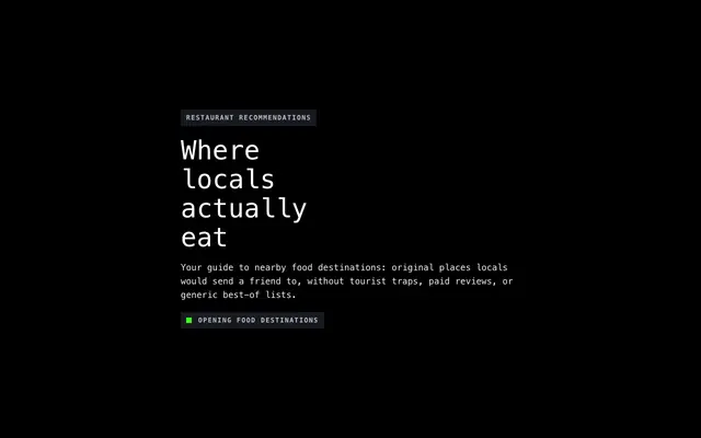 Screenshot of Where Locals Actually Eat — Good Places, No Tourist Traps