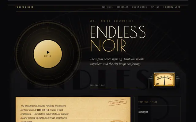 Screenshot of Endless Noir — Calloway Bay Radio