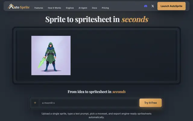 Screenshot of AutoSprite - AI Sprite Sheet Generator | Create Game Animations in Seconds