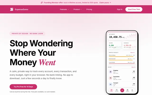 Screenshot of ExpenseSumo
