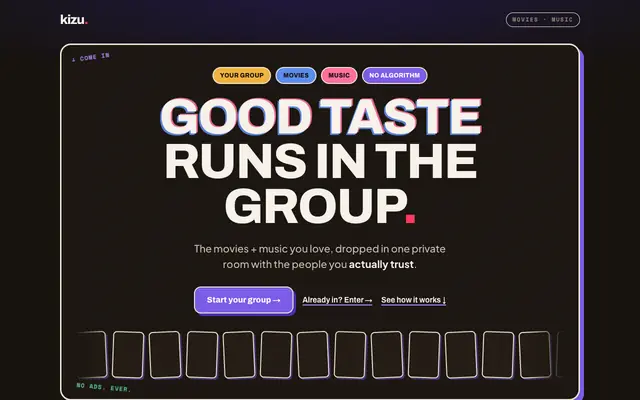 Screenshot of kizu · Good taste runs in the group