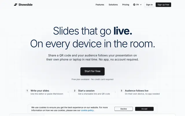 Screenshot of Live Presentation Software | ShowSlide