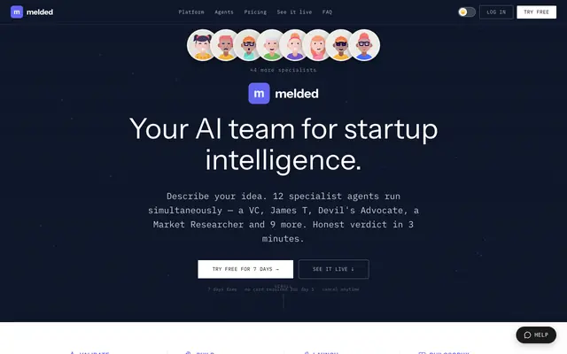 Screenshot of melded — AI-Powered Startup Idea Validation