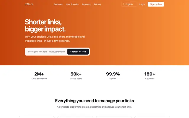 Screenshot of m7o - Link Shortener