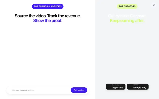 Screenshot of #1 UGC platform for Brands and Creators | Veel
