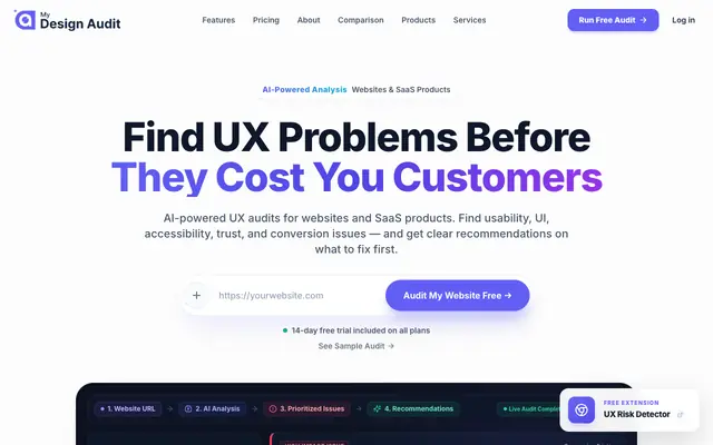 Screenshot of My Design Audit - Professional AI UI/UX Audits