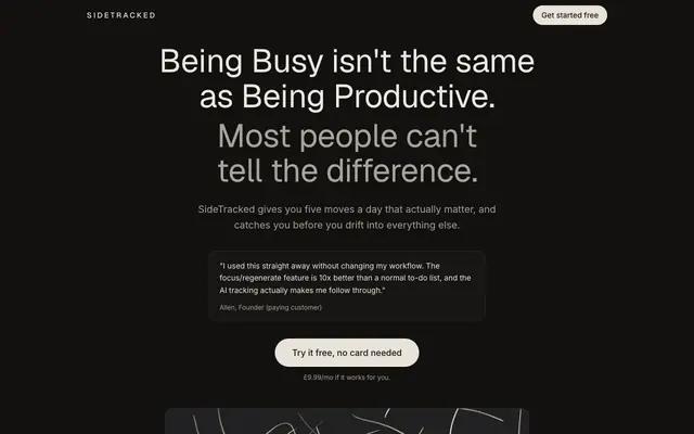 Screenshot of SideTracked, The Productivity App That Stops You Drifting
