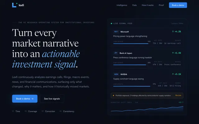 Screenshot of Lexfi - The Financial Intelligence Layer for Your AI