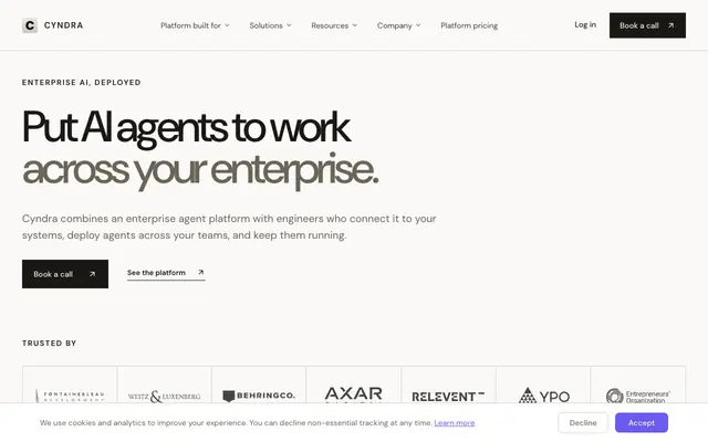 Screenshot of Cyndra: AI Employees for Slack, Teams, WhatsApp & Discord