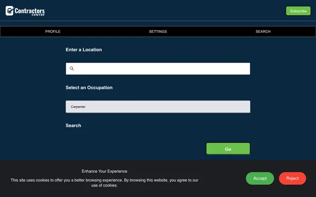 Screenshot of Contractors Centre