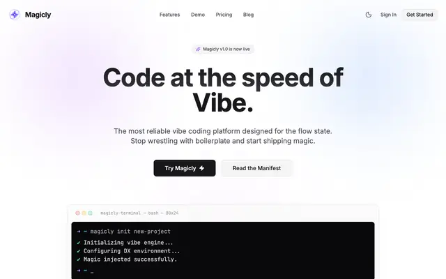Screenshot of Magicly - Vibe Coding Platform