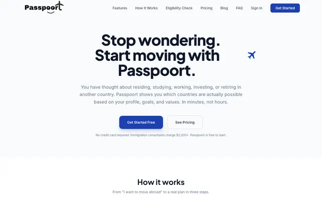 Screenshot of Passpoort - Stop Wondering, Start Moving