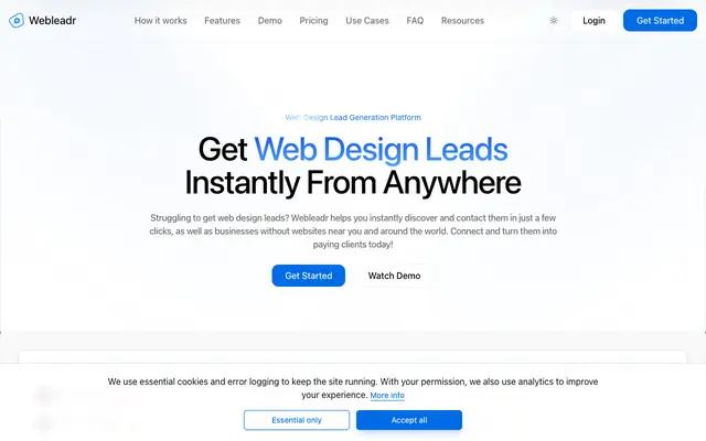 Screenshot of Get Web Design Leads | Find Businesses Without Websites