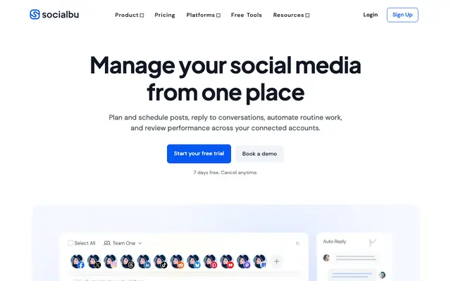 Screenshot of SocialBu - Social Media Management Tool for Creators, Businesses, and Teams