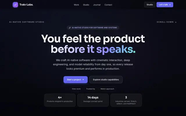 Screenshot of trakrlabs