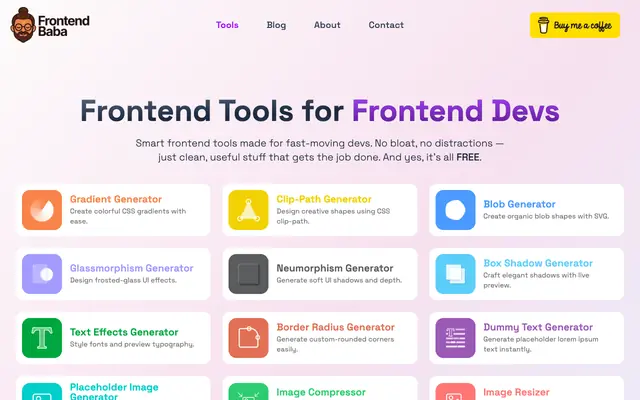 Screenshot of FrontendBaba - Frontend Tools for Frontend Devs