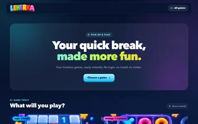 Screenshot of Leherka – Play Free Online Games | Minesweeper, Sudoku & More