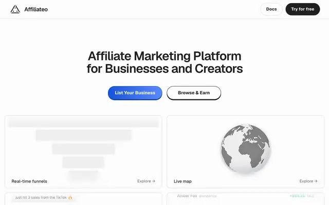 Screenshot of Affiliateo | Affiliate Marketing Platform