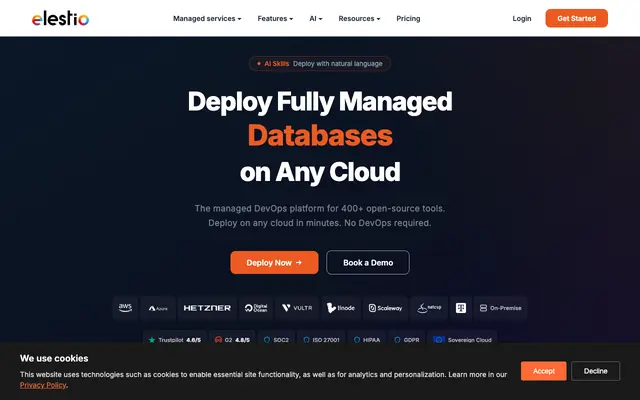 Screenshot of Deploy Fully Managed Open-Source Software on Any Cloud | Elestio