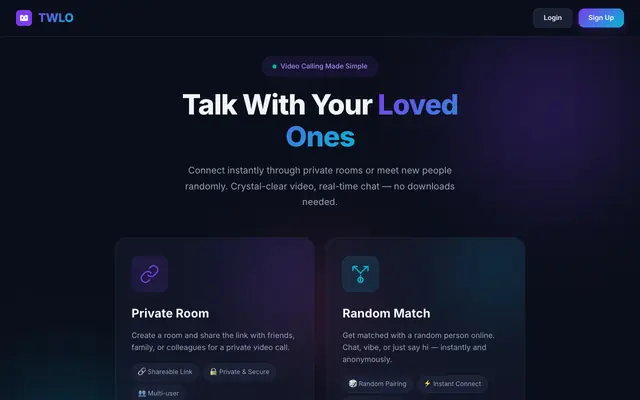 Screenshot of TWLO — Talk With Loved Ones
