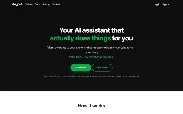 Screenshot of Prizmi — Your Proactive AI Assistant