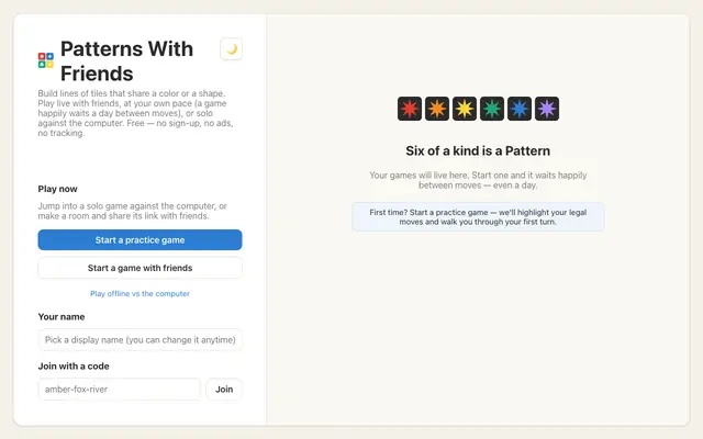 Screenshot of Patterns With Friends