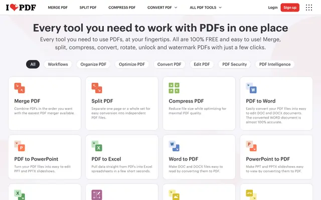 Screenshot of ilovepdf.com