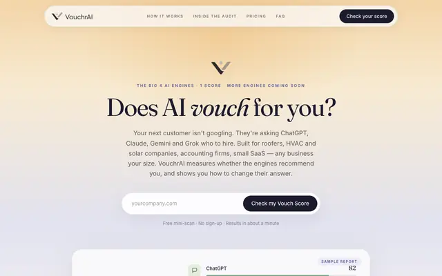 Screenshot of VouchrAI | Does AI vouch for you?