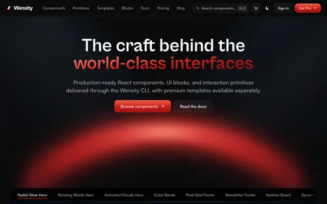 Screenshot of Wensity UI | Premium Components, Blocks and Templates for React and Next.js