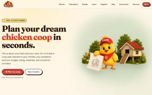 Screenshot of Chicken Coop Plans & AI Coop Designer, ChickenCoops.ai