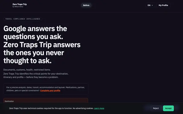 Screenshot of Zero Traps Trip — Travel smart + Avoid Traps