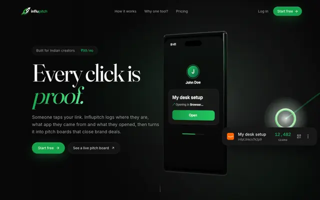Screenshot of InfluPitch | The Only Tool A Creator Needs