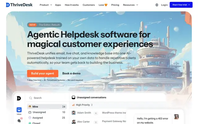 Screenshot of ThriveDesk ~ Agentic Helpdesk Software For ECommerce & SaaS