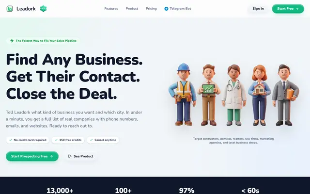 Screenshot of Leadork — B2B Lead Prospecting Platform
