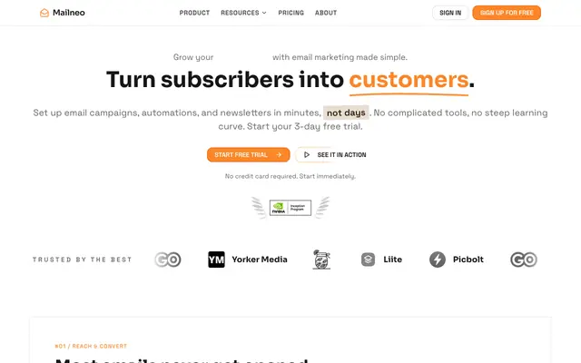 Screenshot of Mailneo – Email Marketing Platform for Growing Teams