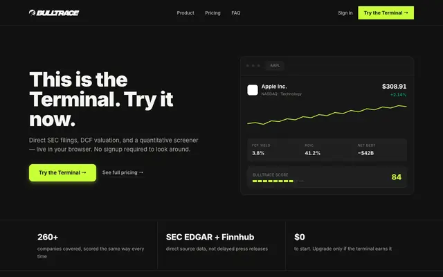 Screenshot of Traqcker — Stock Analysis in Seconds
