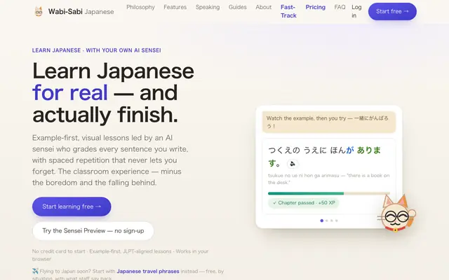Screenshot of Wabi-Sabi Japanese — Learn Japanese for real
