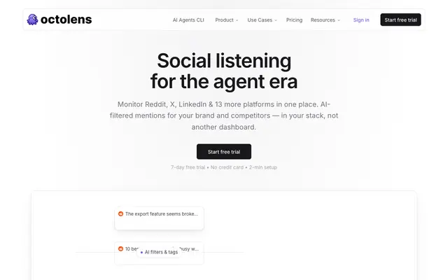 Screenshot of Octolens | The AI Social Listening Tool