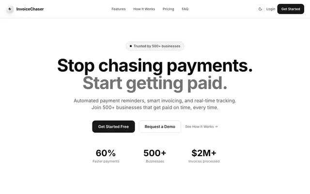 Screenshot of InvoiceChaser — Smart Invoice Management