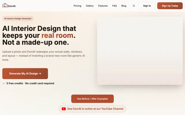 Screenshot of AI Interior Design - Redesign Your Home in Seconds