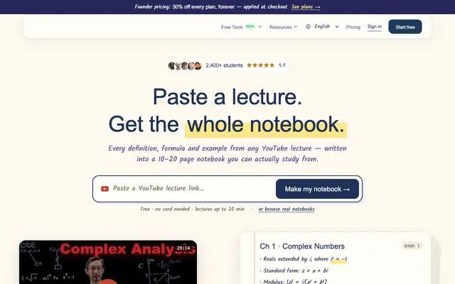 Screenshot of Notiq — Turn Any YouTube Video into Perfect Study Notes