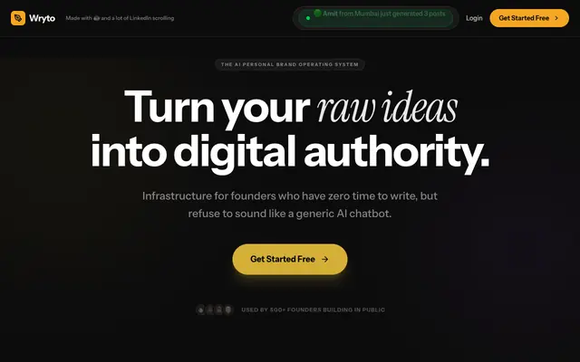 Screenshot of Wryto — The AI Creator Operating System