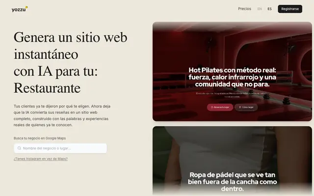 Screenshot of yozzu — AI Website Builder for Local Business via Instagram & Maps
