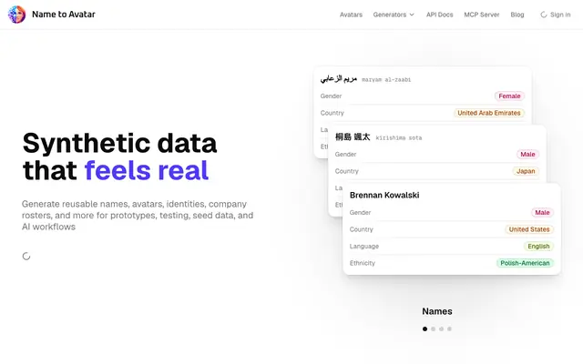 Screenshot of Name to Avatar - Turn any name into an avatar