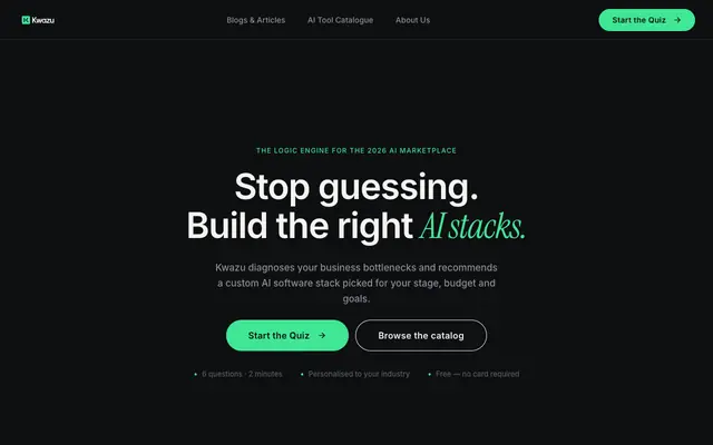 Screenshot of Kwazu — Build the right AI stack