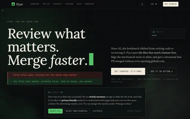 Screenshot of Pyor — The native home for GitHub code review