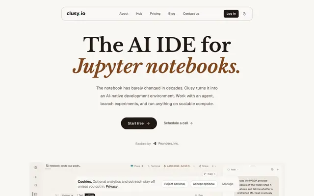 Screenshot of Clusy | Agent-Native Notebook for ML and Data Science