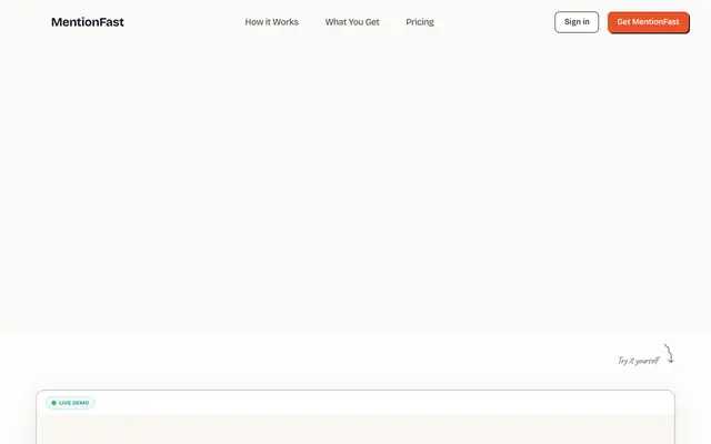 Screenshot of MentionFast - Reddit Marketing Without Getting Banned