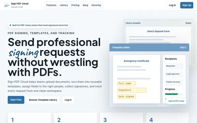 Screenshot of Online PDF Signing and Document Automation | Sign PDF Cloud