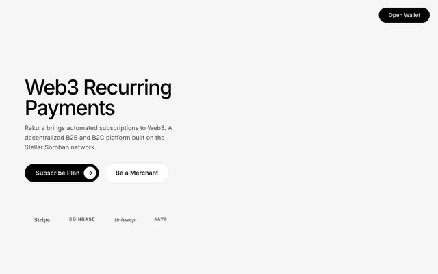 Screenshot of Rekura — Trustless Subscription Protocol